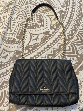 kate spade Black Quilted Shoulder Bag with Gold Chain Strap